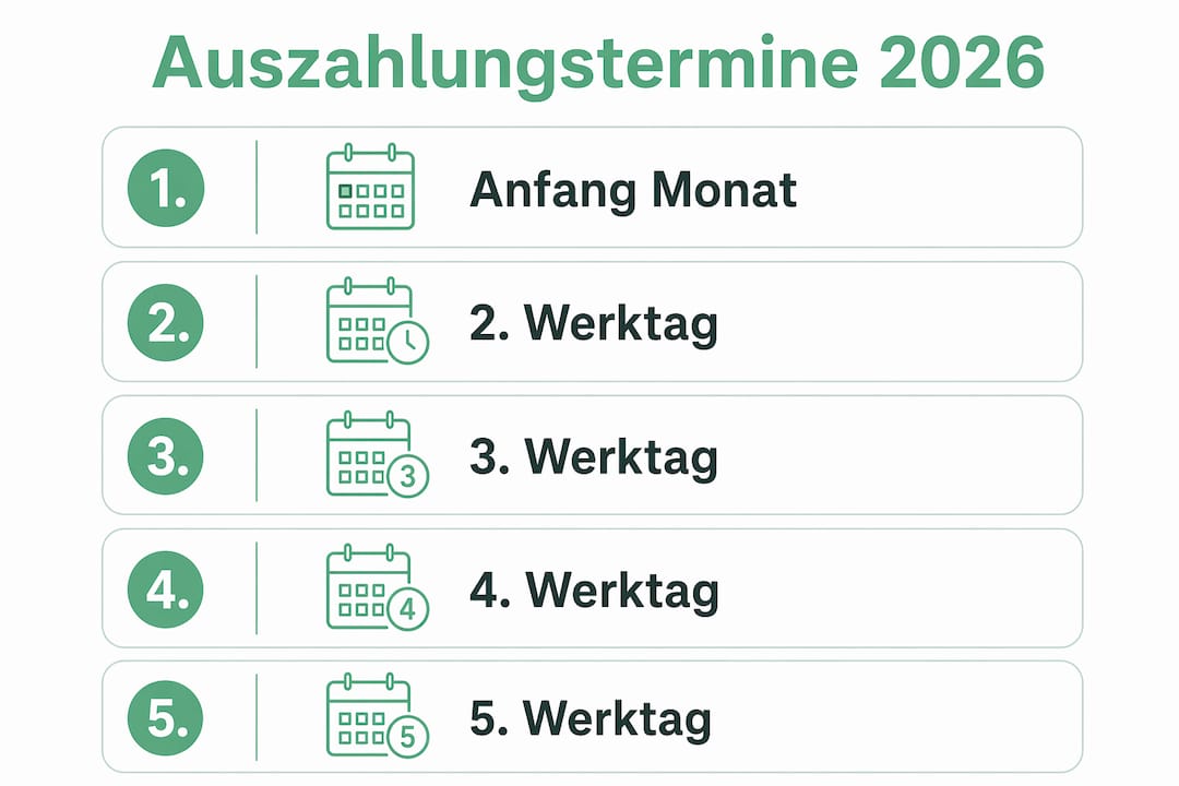 Übersichtsgrafik: Auszahlungstermine für das Kindergeld 2026 auf einen Blick